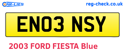 EN03NSY are the vehicle registration plates.
