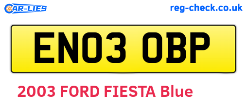 EN03OBP are the vehicle registration plates.