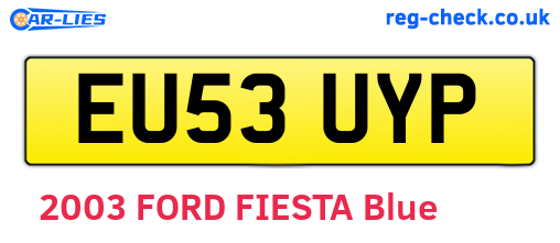 EU53UYP are the vehicle registration plates.
