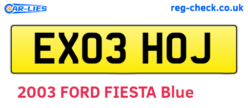 EX03HOJ are the vehicle registration plates.
