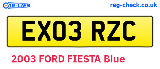EX03RZC are the vehicle registration plates.
