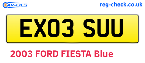 EX03SUU are the vehicle registration plates.