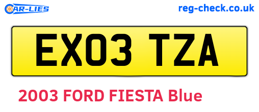 EX03TZA are the vehicle registration plates.