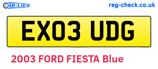 EX03UDG are the vehicle registration plates.