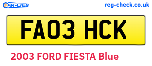 FA03HCK are the vehicle registration plates.