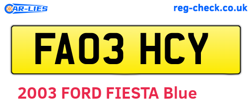 FA03HCY are the vehicle registration plates.