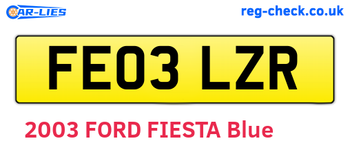 FE03LZR are the vehicle registration plates.