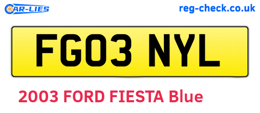 FG03NYL are the vehicle registration plates.