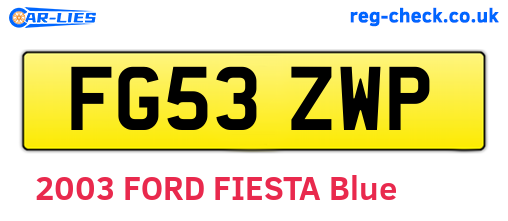 FG53ZWP are the vehicle registration plates.