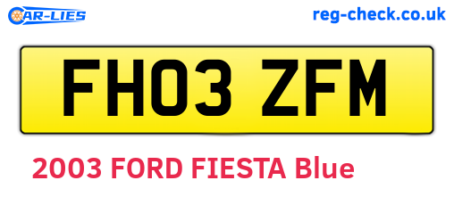 FH03ZFM are the vehicle registration plates.