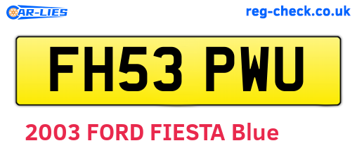 FH53PWU are the vehicle registration plates.