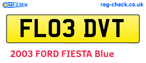 FL03DVT are the vehicle registration plates.