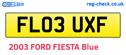 FL03UXF are the vehicle registration plates.