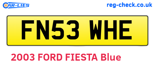 FN53WHE are the vehicle registration plates.