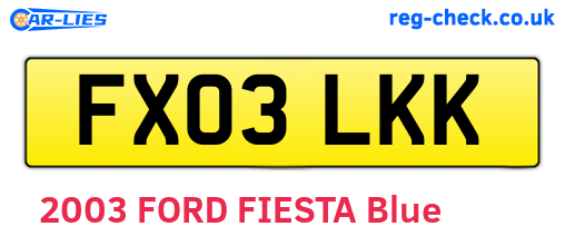 FX03LKK are the vehicle registration plates.