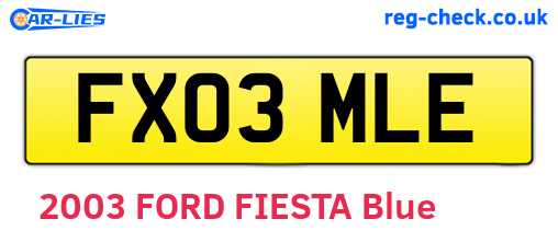 FX03MLE are the vehicle registration plates.