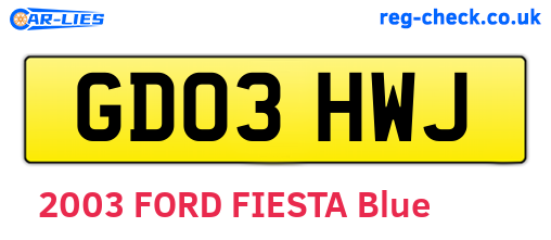 GD03HWJ are the vehicle registration plates.