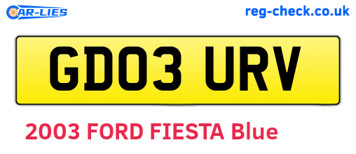 GD03URV are the vehicle registration plates.