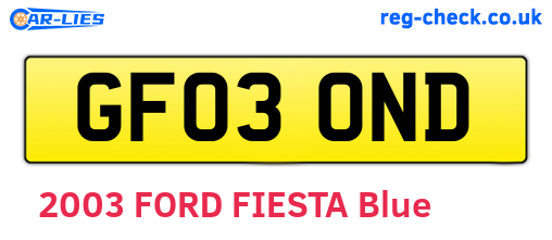 GF03OND are the vehicle registration plates.