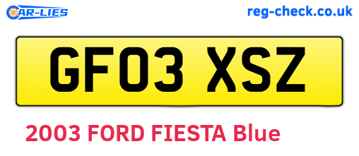 GF03XSZ are the vehicle registration plates.