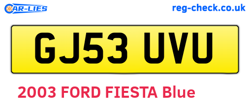 GJ53UVU are the vehicle registration plates.