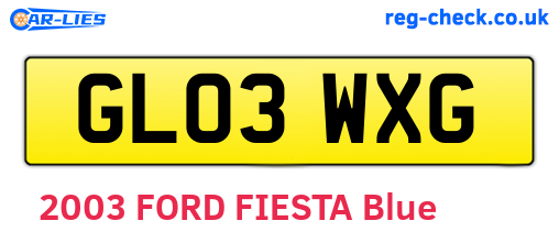 GL03WXG are the vehicle registration plates.