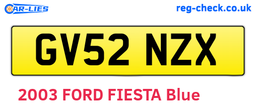 GV52NZX are the vehicle registration plates.