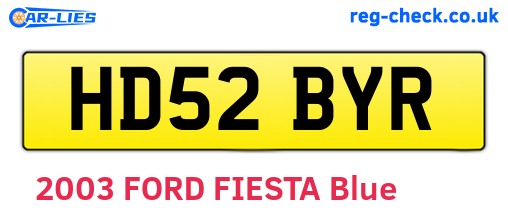 HD52BYR are the vehicle registration plates.
