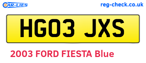 HG03JXS are the vehicle registration plates.