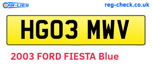 HG03MWV are the vehicle registration plates.
