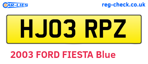HJ03RPZ are the vehicle registration plates.