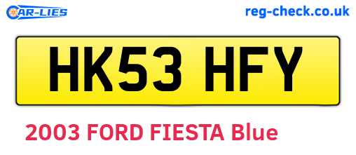 HK53HFY are the vehicle registration plates.
