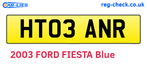 HT03ANR are the vehicle registration plates.