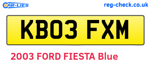 KB03FXM are the vehicle registration plates.