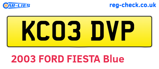KC03DVP are the vehicle registration plates.