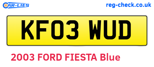 KF03WUD are the vehicle registration plates.