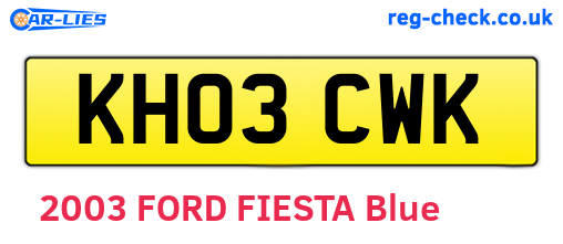 KH03CWK are the vehicle registration plates.