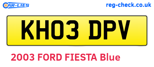 KH03DPV are the vehicle registration plates.
