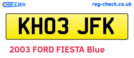 KH03JFK are the vehicle registration plates.
