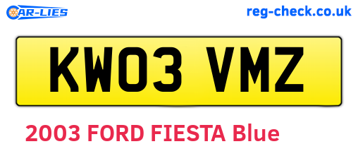 KW03VMZ are the vehicle registration plates.