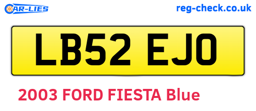 LB52EJO are the vehicle registration plates.