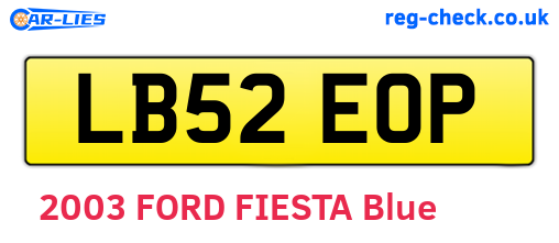 LB52EOP are the vehicle registration plates.