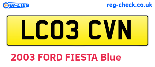 LC03CVN are the vehicle registration plates.