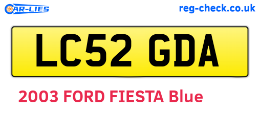 LC52GDA are the vehicle registration plates.