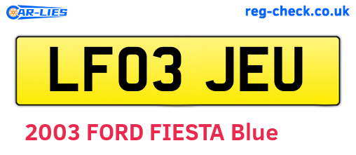 LF03JEU are the vehicle registration plates.