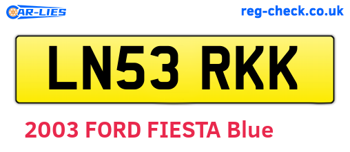 LN53RKK are the vehicle registration plates.