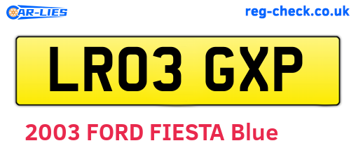 LR03GXP are the vehicle registration plates.