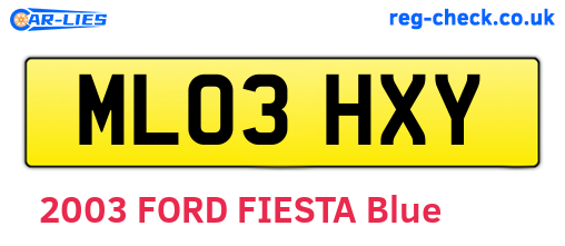 ML03HXY are the vehicle registration plates.