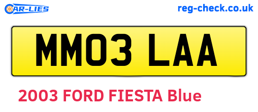 MM03LAA are the vehicle registration plates.