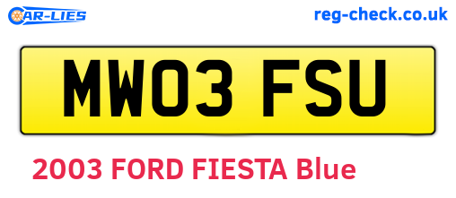 MW03FSU are the vehicle registration plates.